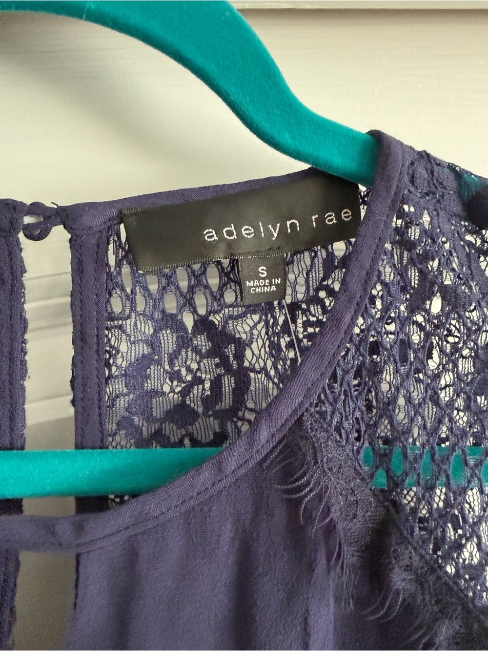 Adelyn Rae Navy Lace-Trim Drawstring Romper - Picture 3 of 7